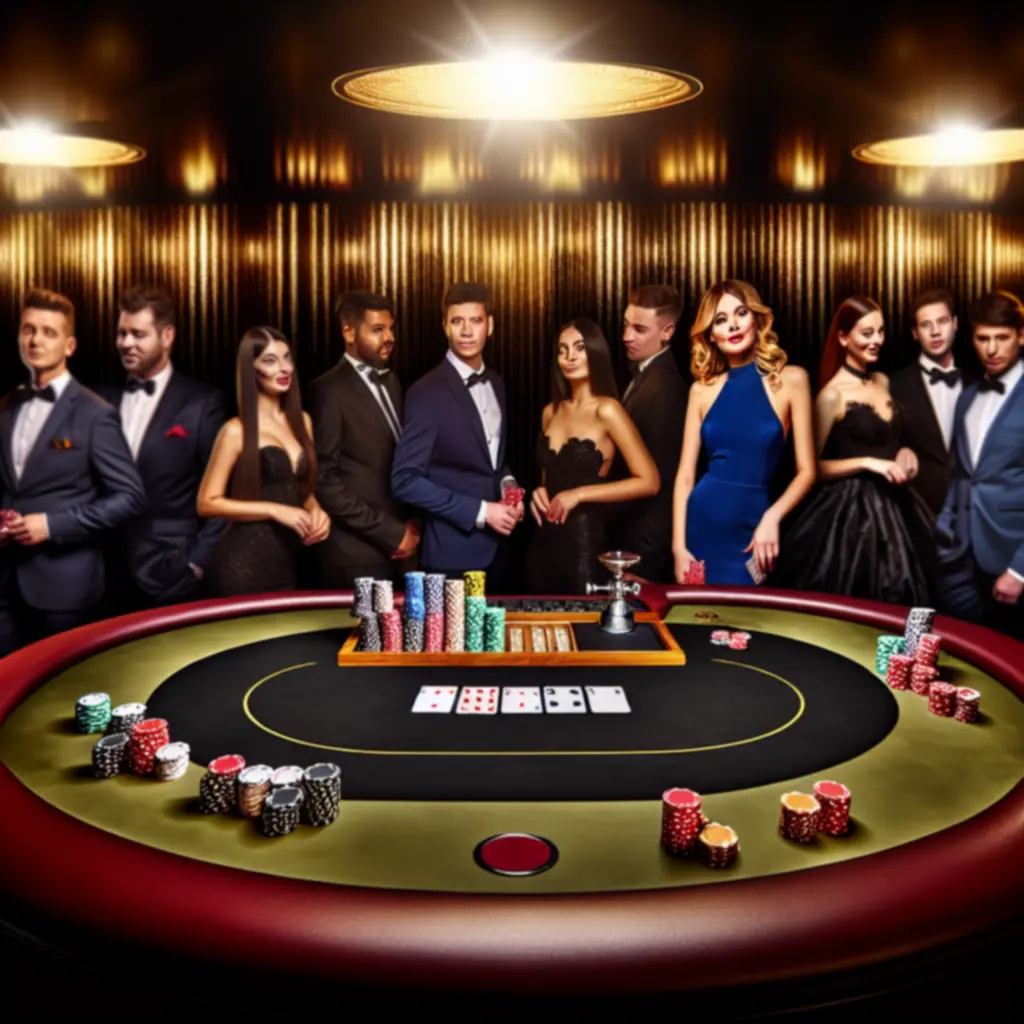 Póker- és kaszinóasztal zsetonokkal és elegáns hangulattal